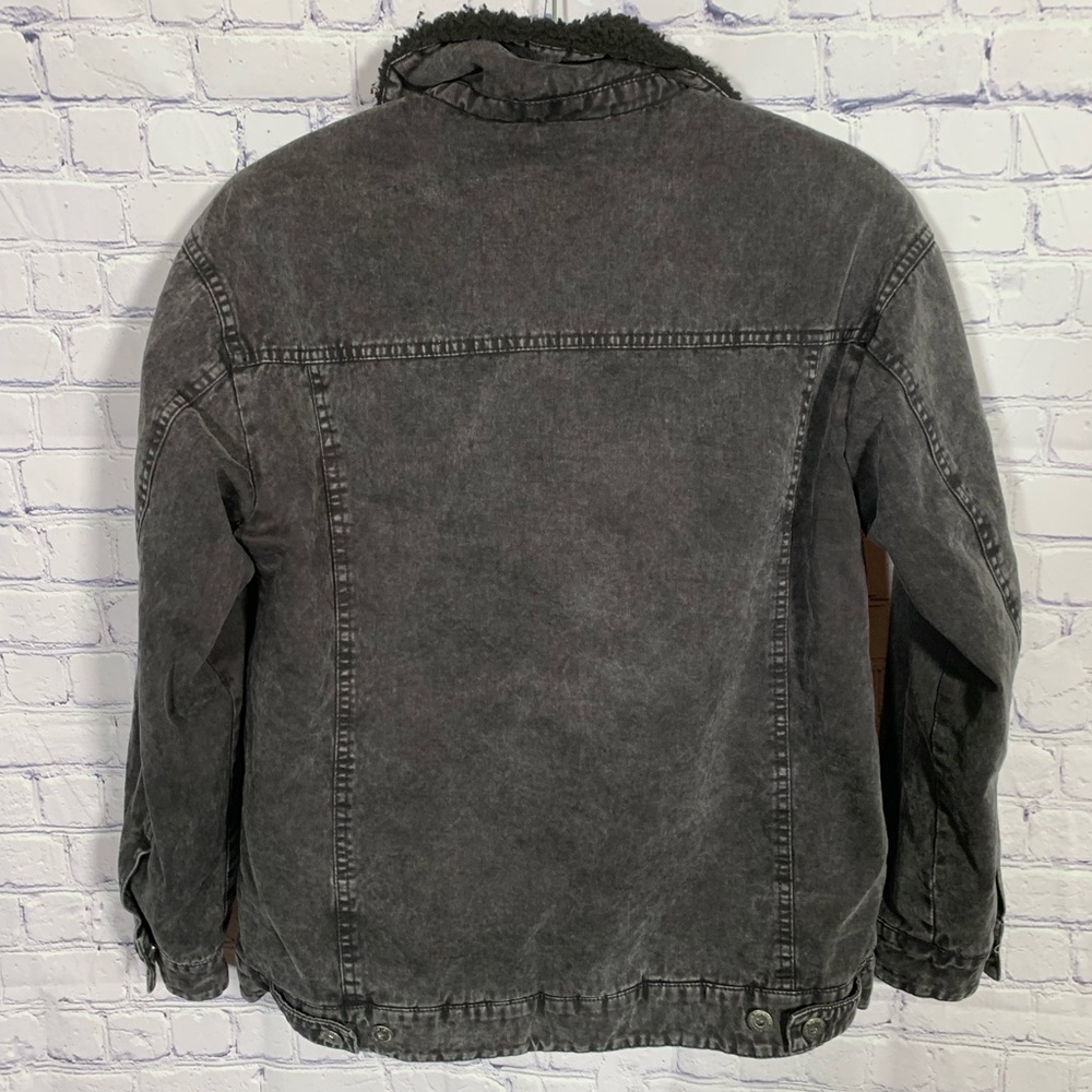 Levi's Denim Trucker Jacket Black Sherpa Lined Size S Casual Grunge Streetwear - Picture 9 of 10